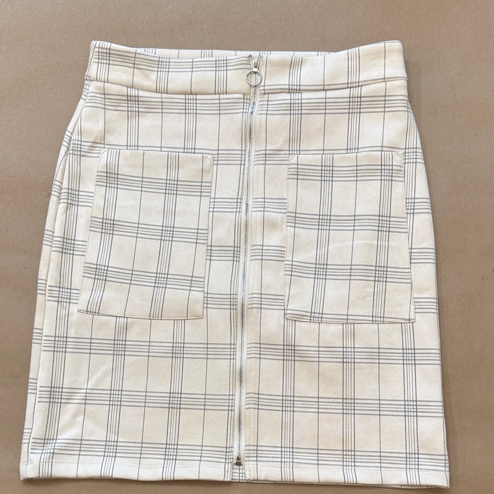 Alice Blue Cream Plaid Pencil Skirt